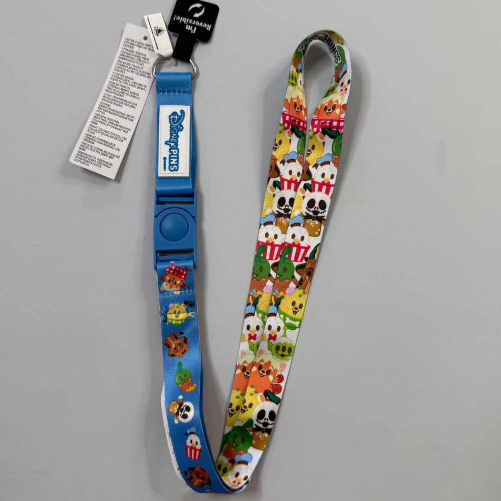 Disney Munchlings Lanyard Reversible Unisex OS Blue NEW Pin Trading Sweet Treats